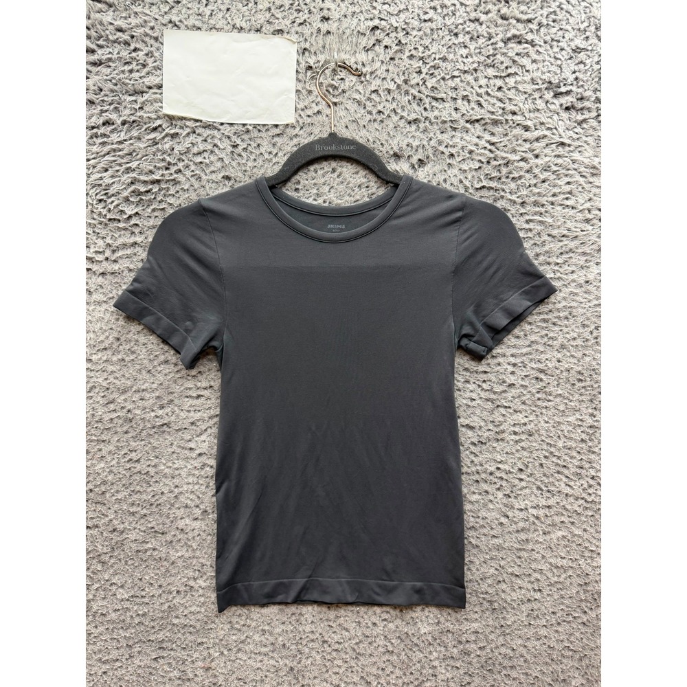 Skims Soft Smoothing Seamless Crewneck T-Shirt Onyx Black Women's Size S